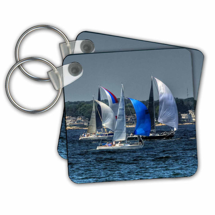 Key Chain - Several sailboats racing, Sea Scapes