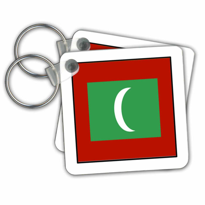 Key Chain - Photo Of Maldives Flag Button World Flag Buttons