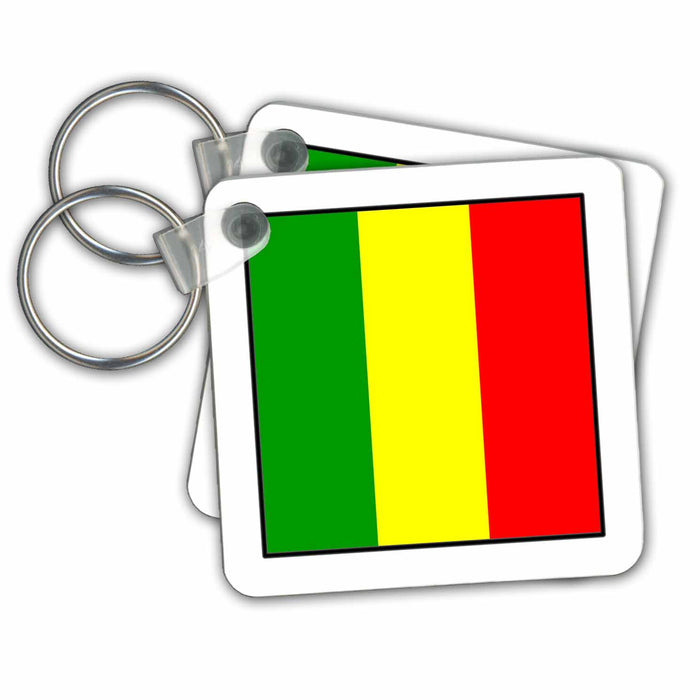 Key Chain - Photo Of Mali Flag Button World Flag Buttons