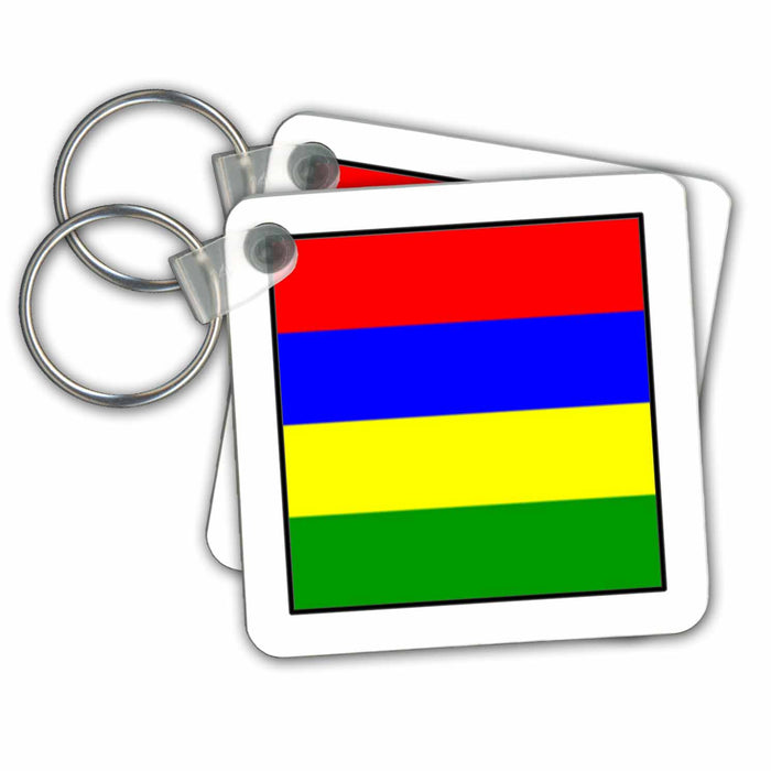 Key Chain - Photo Of Mauritius Flag Button World Flag Buttons