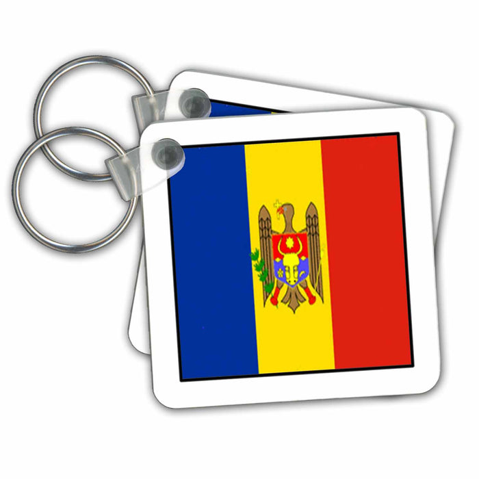 Key Chain - Photo Of Moldova Flag Button World Flag Buttons