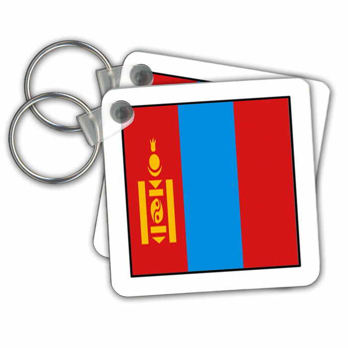 Key Chain - Photo Of Mongolia Flag Button World Flag Buttons