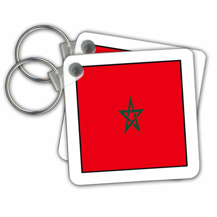 Key Chain - Photo Of Morocco Flag Button World Flag Buttons