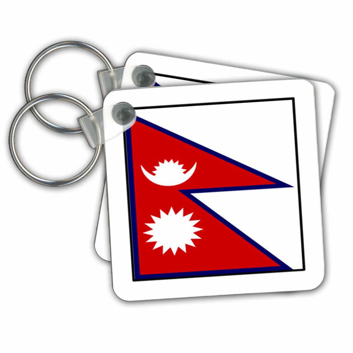 Key Chain - Photo of Nepal Flag Button World Flag Buttons