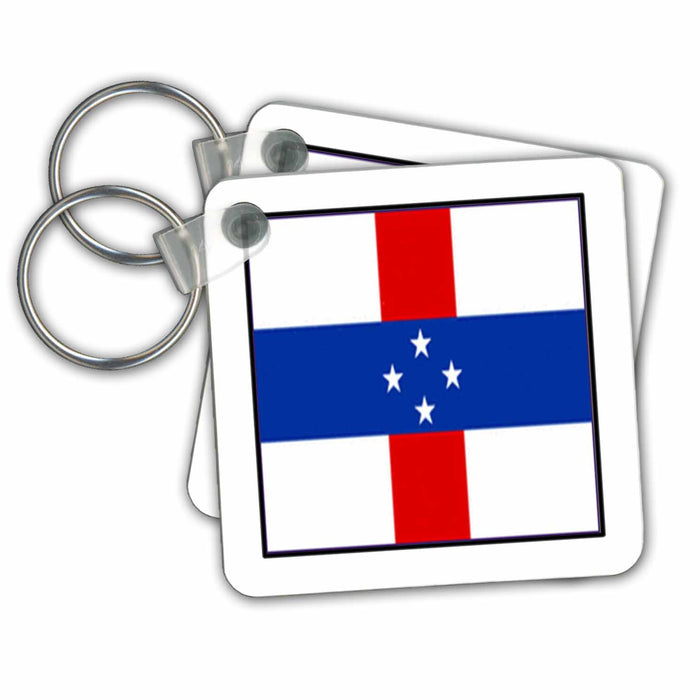 Key Chain - Photo Of Netherlands Antilles Flag Button World Flag Buttons