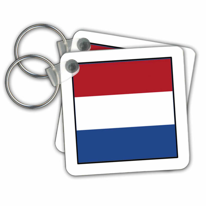 Key Chain - Photo Of Netherlands Flag Button World Flag Buttons