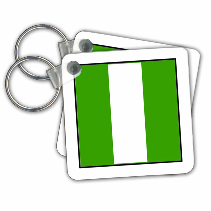 Key Chain - Photo Of Nigeria Flag Button World Flag Buttons