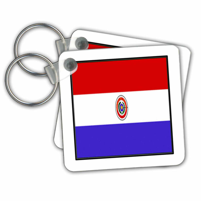 Key Chain - Photo Of Paraguay Flag Button World Flag Buttons