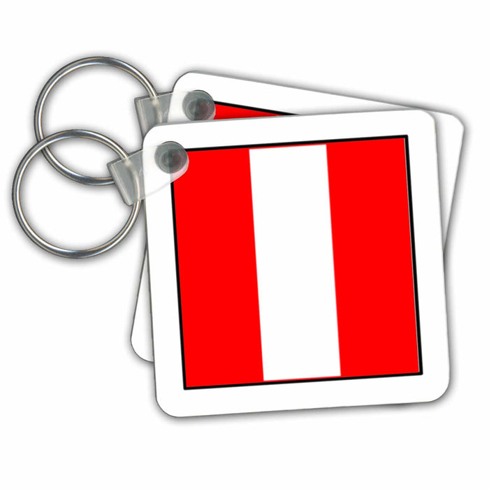 Key Chain - Photo Of Peru Flag Button World Flag Buttons