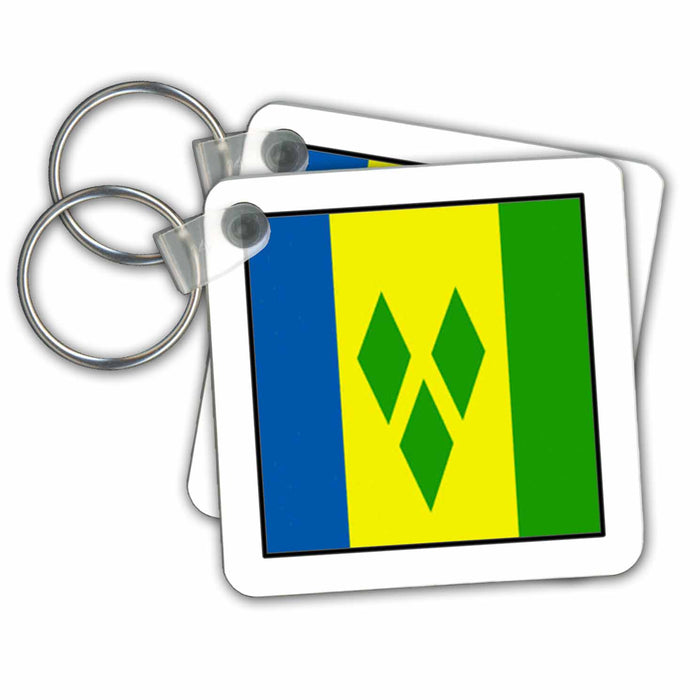 Key Chain - Photo Of Saint Vincent And The Grenadines Flag Button World Flag Buttons