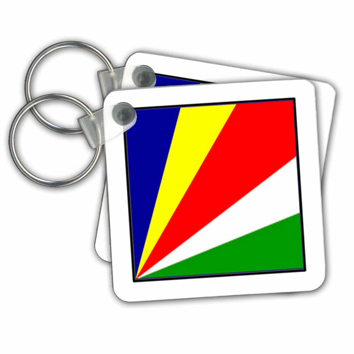 Key Chain - Photo Of Seychelles Flag Button World Flag Buttons