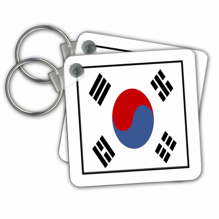 Key Chain - Photo Of South Korea Flag Button World Flag Buttons