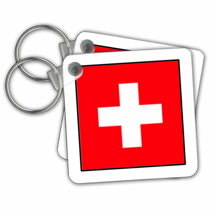 Key Chain - Photo Of Suisse Flag Button World Flag Buttons