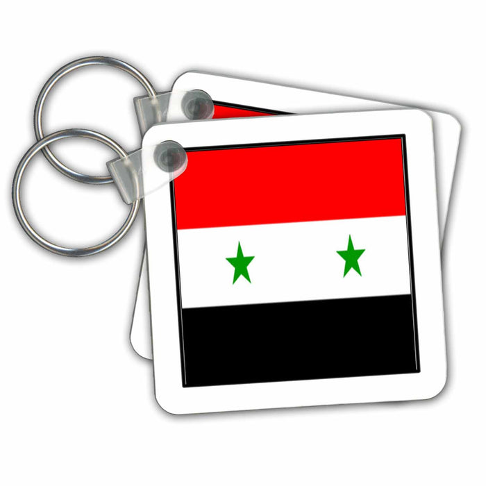 Key Chain - Photo Of Syrian Arab Republic Flag Button World Flag Buttons