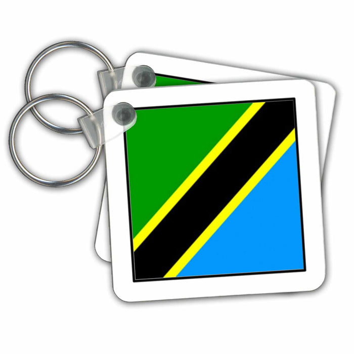 Key Chain - Photo Of Tanzania Flag Button World Flag Buttons