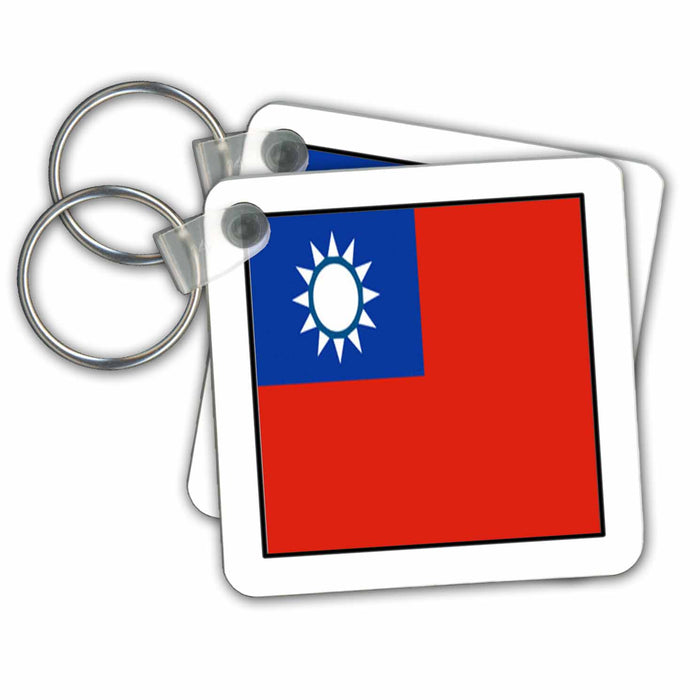 Key Chain - Photo Of Tawain Flag Button World Flag Buttons