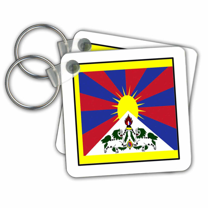 Key Chain - Photo Of Tibet Flag Button World Flag Buttons