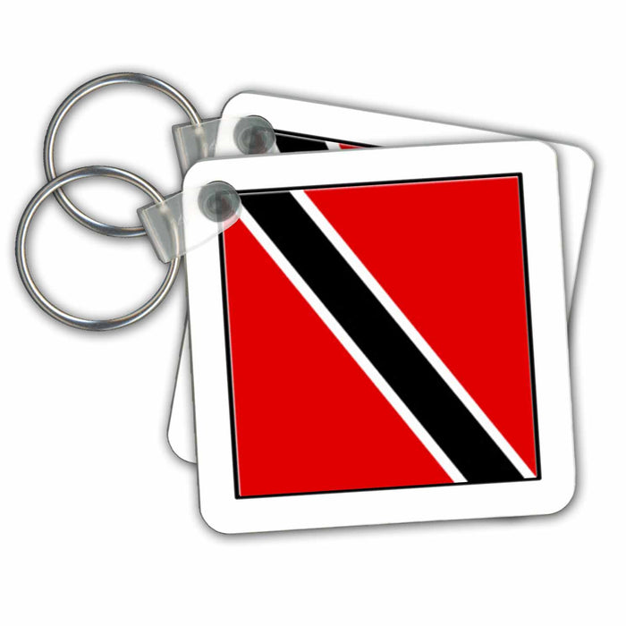 Key Chain - Photo Of Trinidad And Tobago Flag Button World Flag Buttons