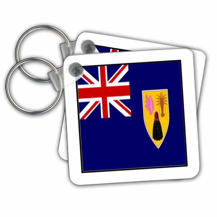 Key Chain - Photo Of Turks And Caicos Flag Button World Flag Buttons