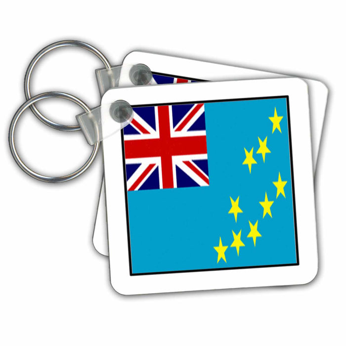 Key Chain - Photo Of Tuvalu Flag Button World Flag Buttons