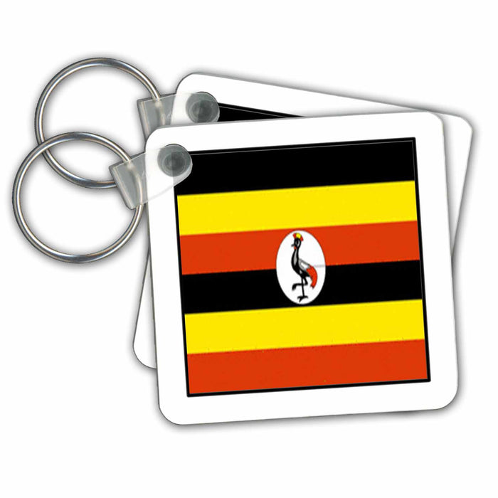 Key Chain - Photo Of Uganda Flag Button World Flag Buttons