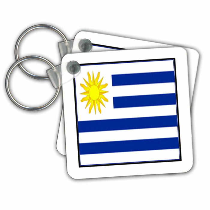 Key Chain - Photo Of Uruguay Flag Button World Flag Buttons