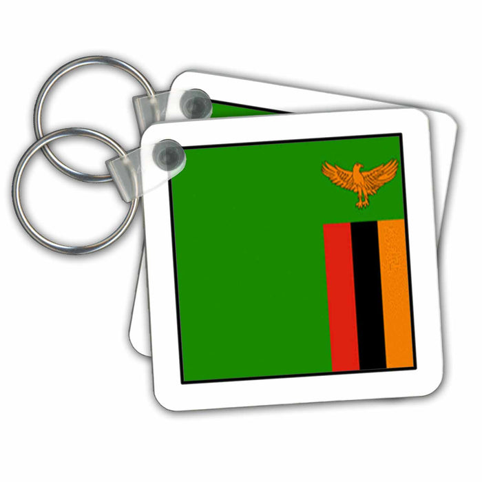 Key Chain - Photo Of Zambia Flag Button World Flag Buttons