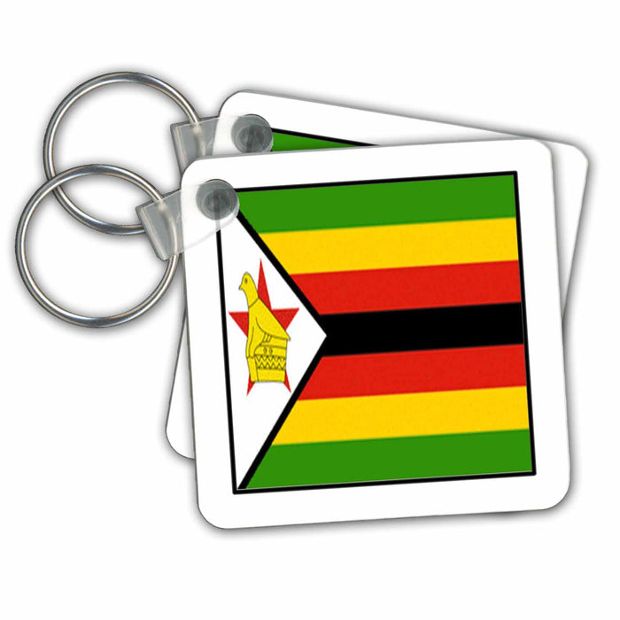 Key Chain - Photo Of Zimbabwe Flag Button World Flag Buttons