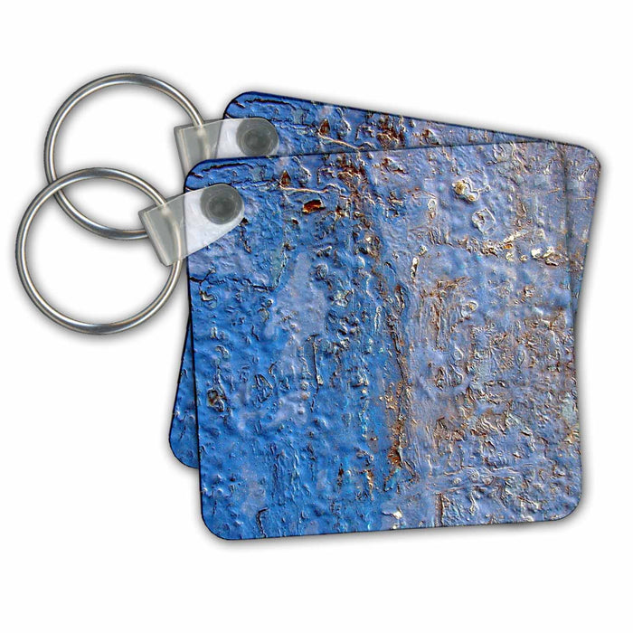 Key Chain - Rusty Blue Metal Designer Texture