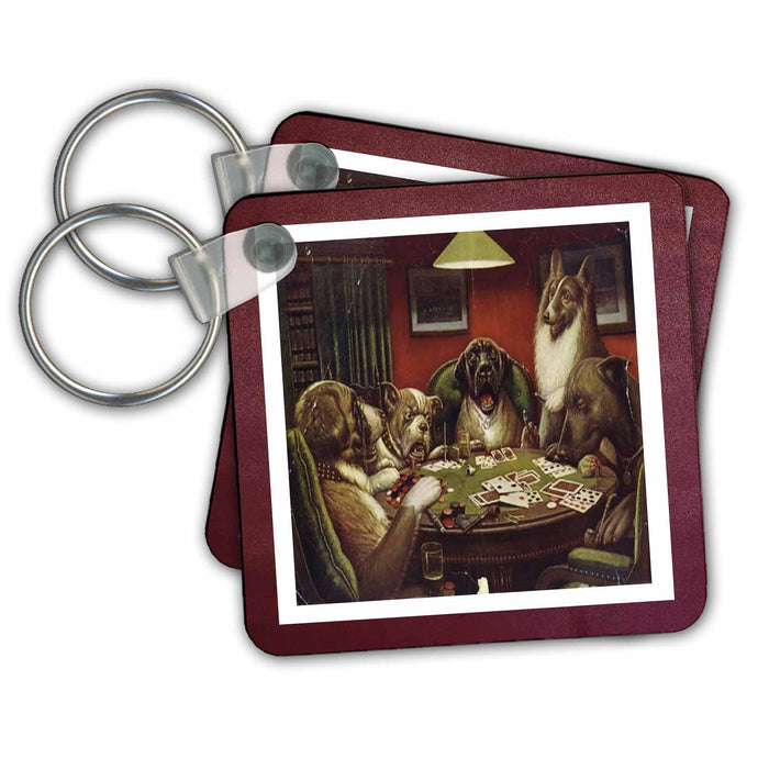 Key Chain - Framed Photo Of Famous Vintage Gambling Dogs.jpg Famous Art