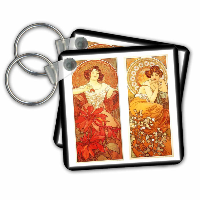 Key Chain - Mucha Photo Collage Of Ruby n Topaz Paintings.jpg Famous Art