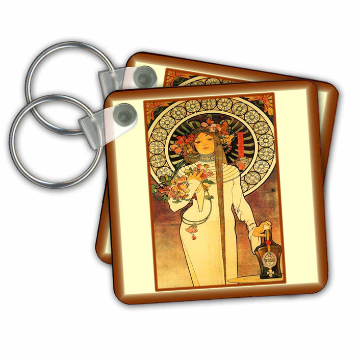 Key Chain - Photo Of Muchas Painting La Trappistine 1897.jpg Art Deco and Nouveau