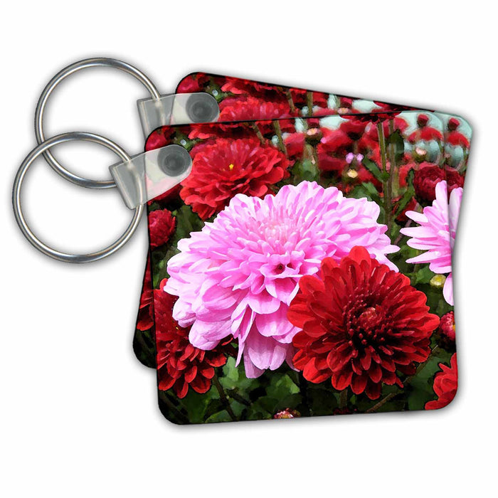 Key Chain - Photo Of Painted Pink n Red Mums.jpg Flowers