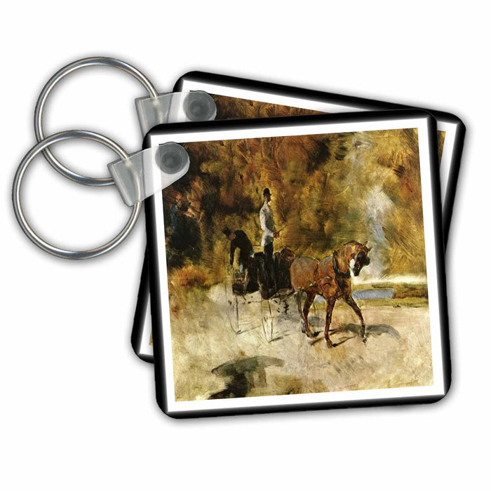 Key Chain - Photo Of Painting By Lautrec Of Horse n Buggy n Rider.jpg Animals