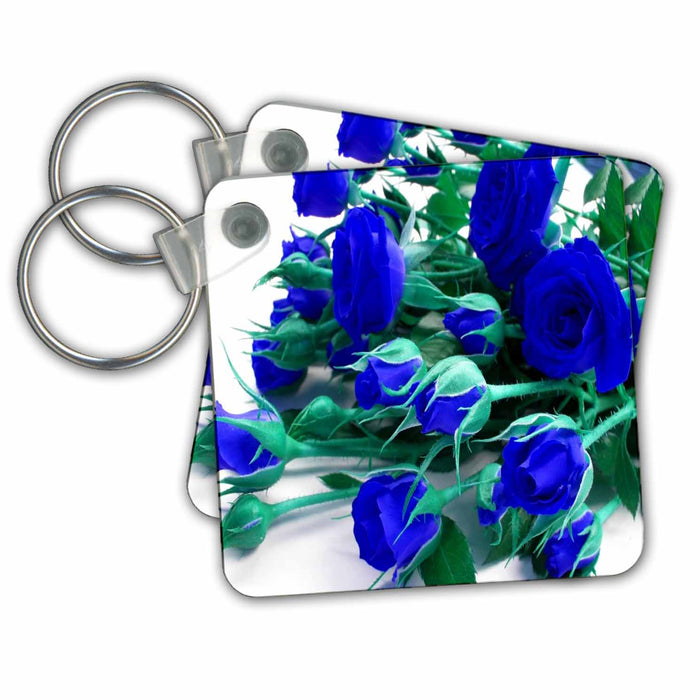 Key Chain - Pretty Bouquet Of Blue Roses.jpg Flowers