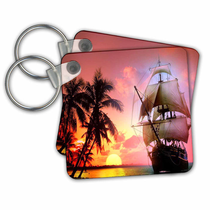 Key Chain - Sailing In The Tropics.jpg Sunset and Boat