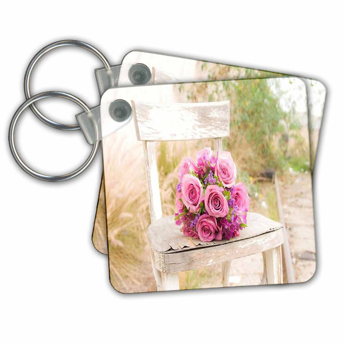 Key Chain - Shabby Chic Image With Country Chair n Pink Roses.jpg Country Life