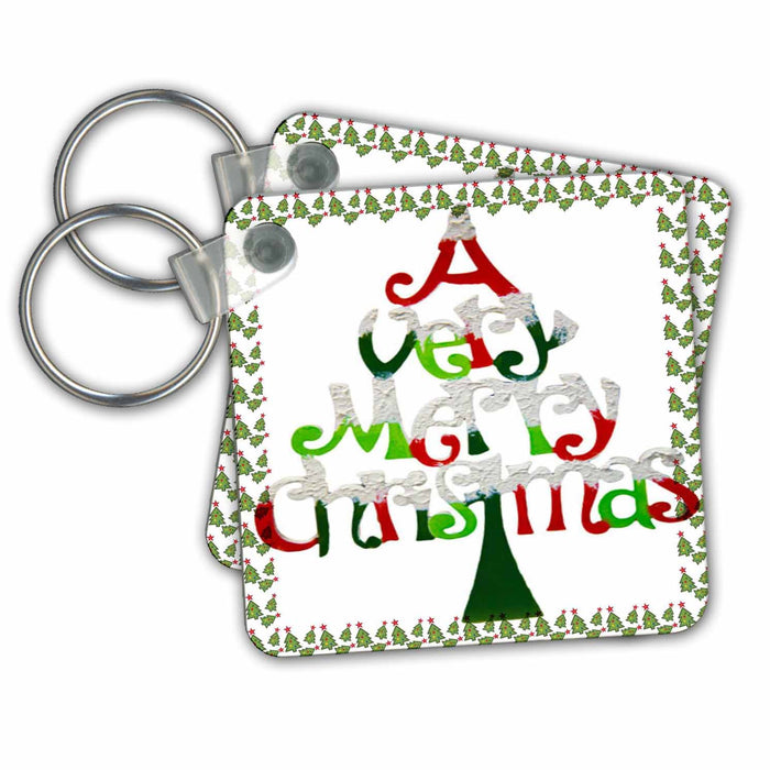 Key Chain - Merry Christmas Word Tree Christmas