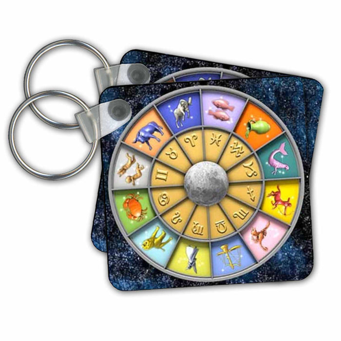 Key Chain - Pretty Zodiac Wheel Art Astrology