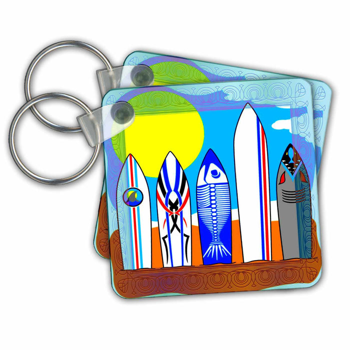 Key Chain - Surfboard line up clip art Surfing Art