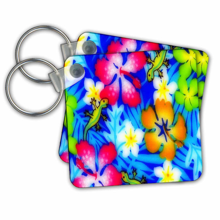 Key Chain - Beautiful Hawaiian Flowers bright Colors Flowers