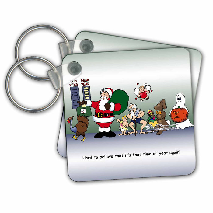 Key Chain - Larry Miller Santa Ushers in the New Year s Cartoon Days of Christmas TCDC