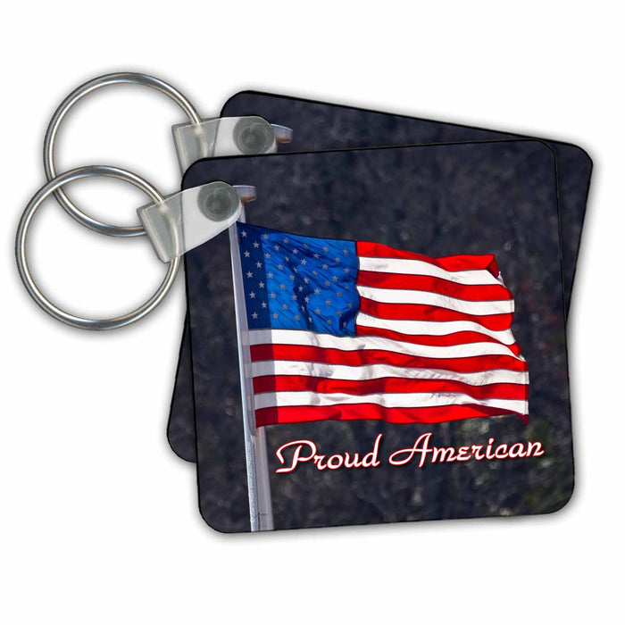 Key Chain - Proud American - USA Flag Photography Photo Messages