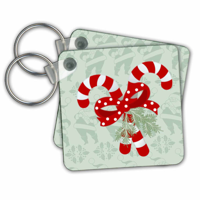 Key Chain - Bright Peppermint Sticks Christmas