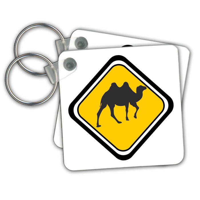 Key Chain - Caution Camel Crossing Animals