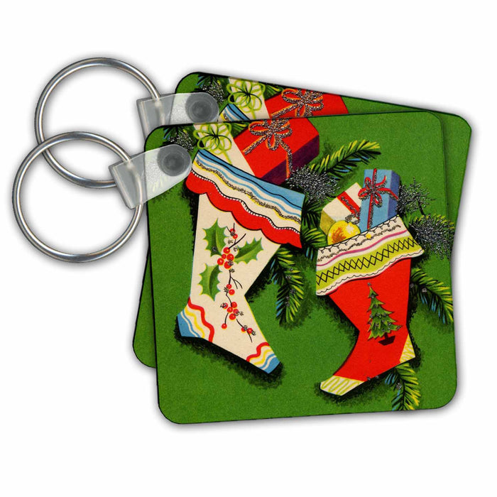 Key Chain - Retro Christmas Stockings TNMPastPerfect Christmas