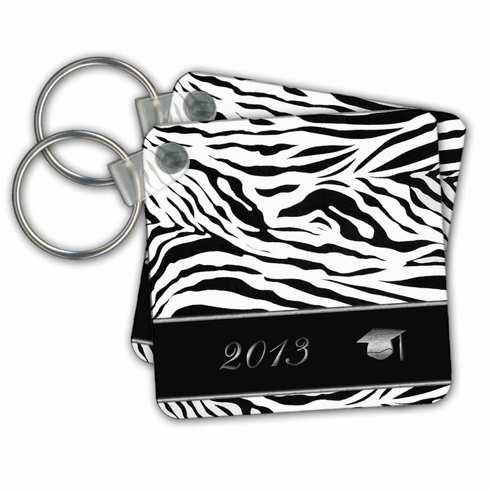 Key Chain - Zebra Print with Graduation Cap, 2013 Graduation Design