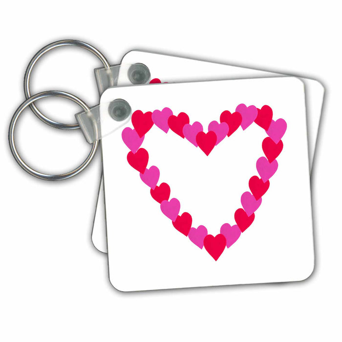 Key Chain - Painting of Heart of Hearts in Pink and Red sArt Hearts