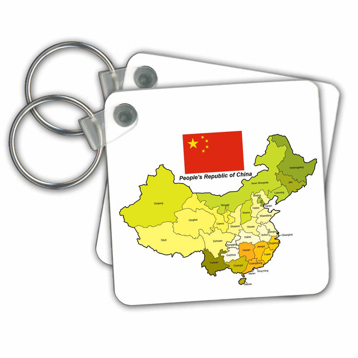 Key Chain - The map and flag of the Peoples Republic of China with all the provinces colored and labeled. Flags and Maps 2