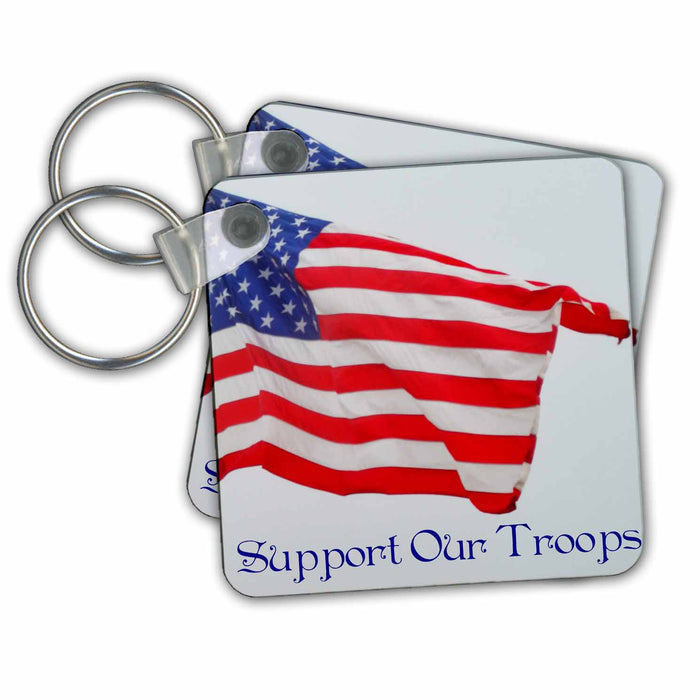 Key Chain - An American Flag-Support our Troops WhiteOak Photography American Flag